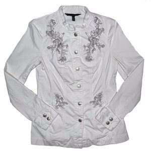 White House Black Market Embroidered Military Field Jacket Women's 0